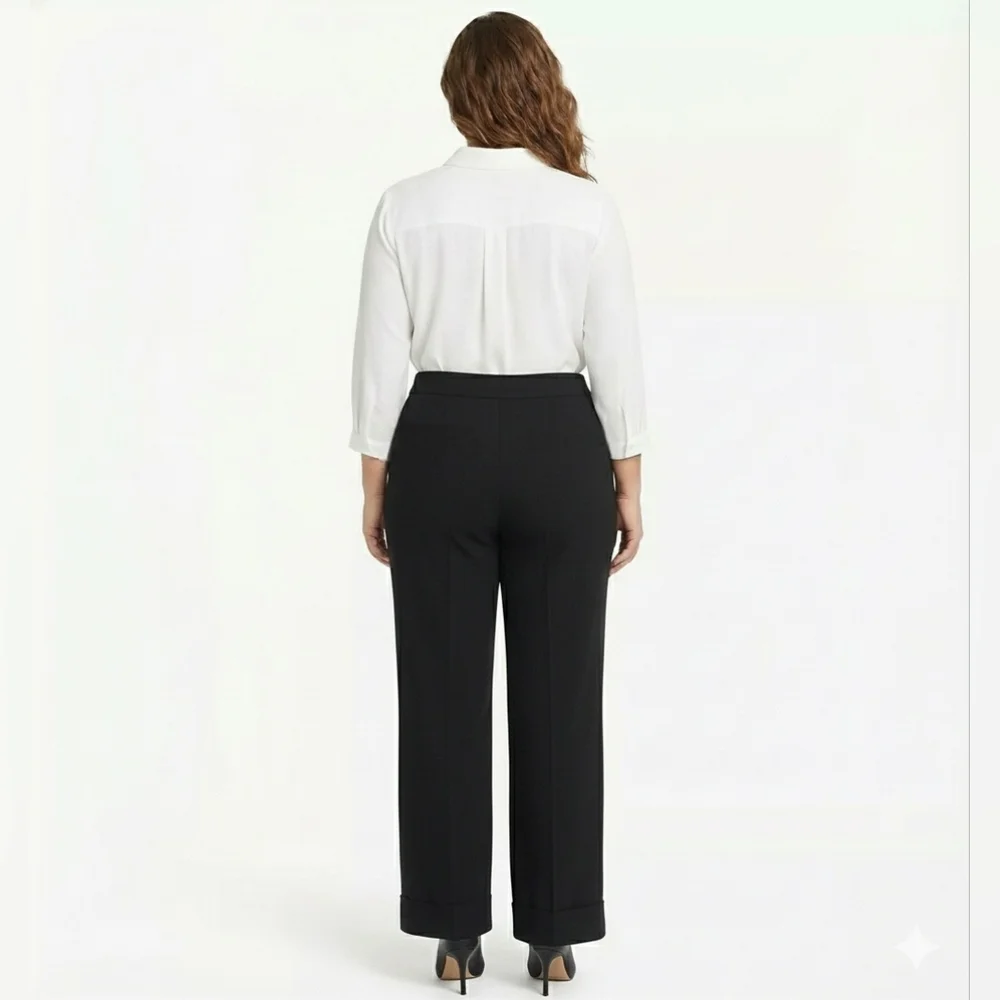 Investments Women's Black High Waisted Cuffed Slack/Dress Pants Size 14R 🐈